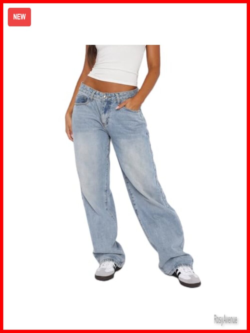 Women Wide Leg Low Rise Baggy Denim Jeans Loose Fit Boyfriend Streetwear